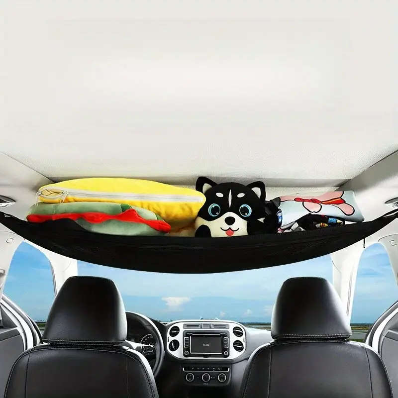 1 Large-Capacity Roof Storage Net With Expandable Mesh Storage Bag