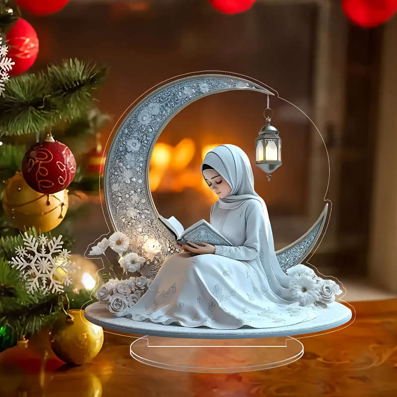 1pc 2D Flat Ramadan-Themed  Acrylic Statue Transparent Crystal Clear Desk Decor