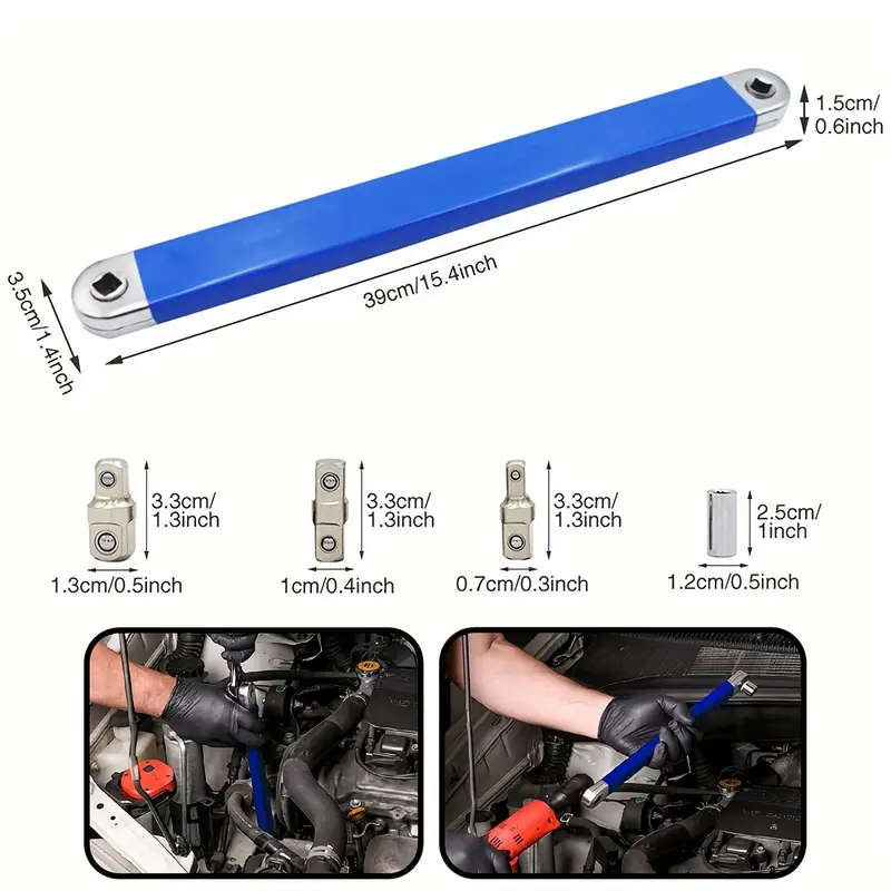 15 Offset Impact 3/8 Extended Wrench Socket Tool Set