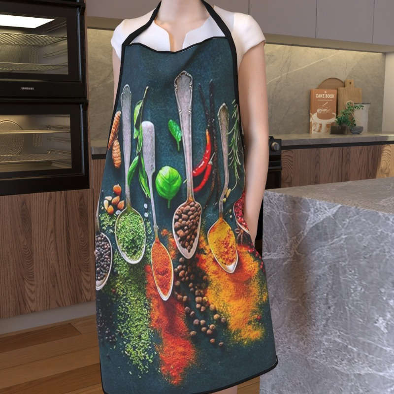 1pc Vibrant Spice Design Kitchen Apron Extra Large Sleeveless Durable Polyester Ideal for Cook