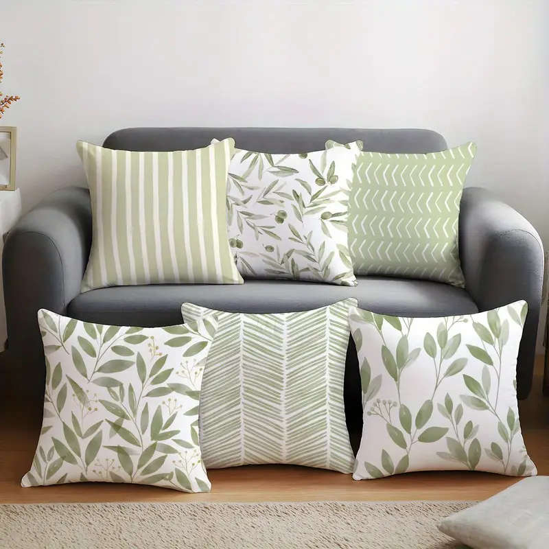6 Pieces Botanical Print Pillow Covers - Zipper Closure & Machine Wash