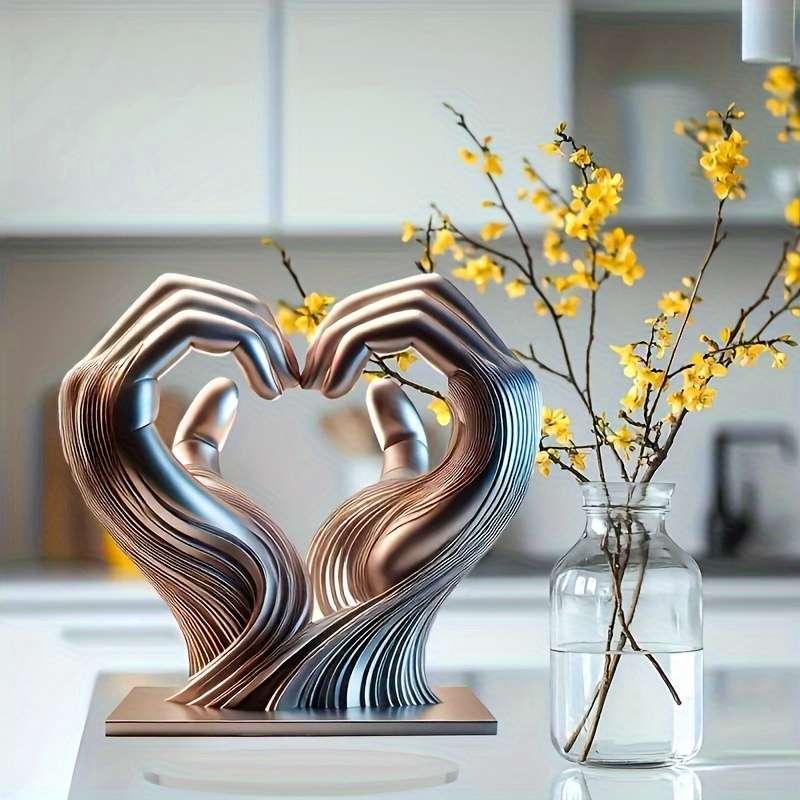 2D Flat Acrylic Charming Acrylic Hand And Heart Table Sculpture