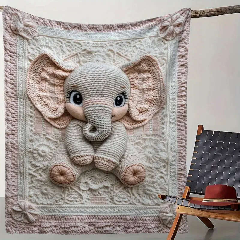 1 x 3D Crochet Printed Flannel Blanket 130*150cm
