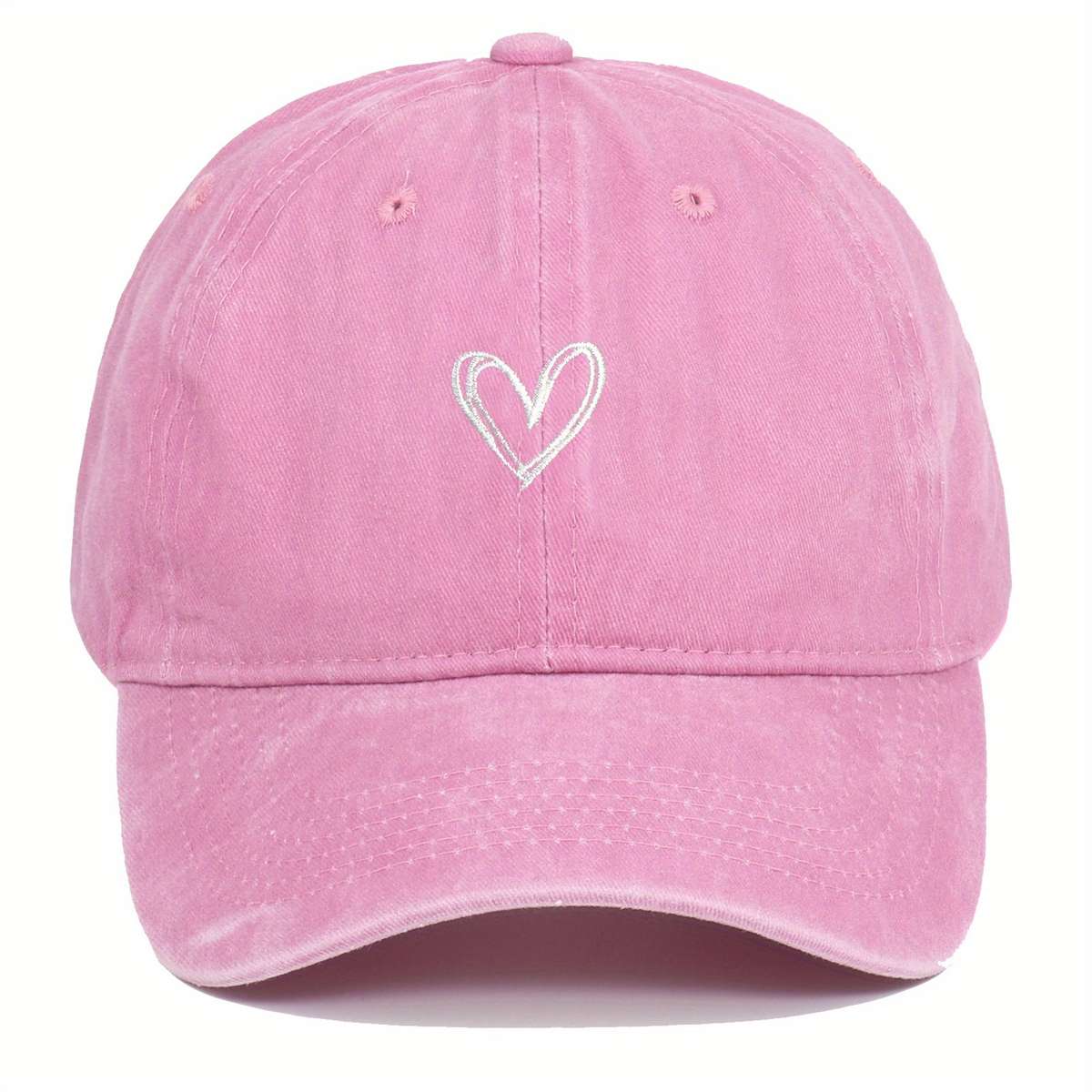 1pc A Unisex Adjustable Baseball Cap with a Heart Pattern Embroidery That Is Washable.