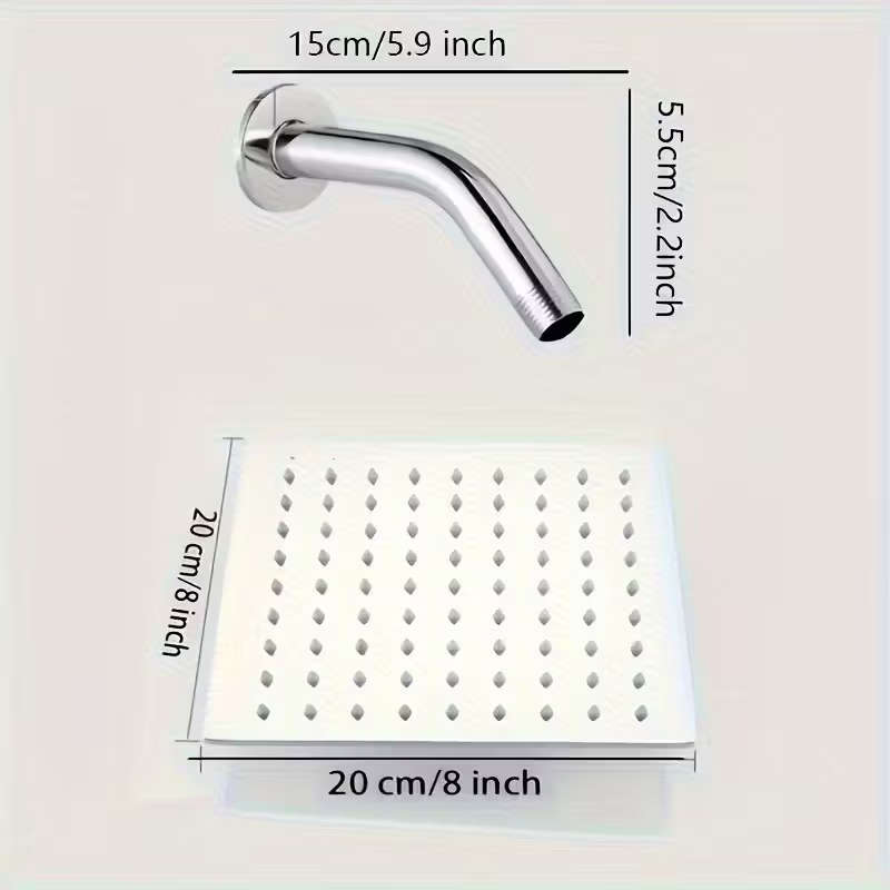 1 Set Stainless Steel Square Shower Head With Top Spray