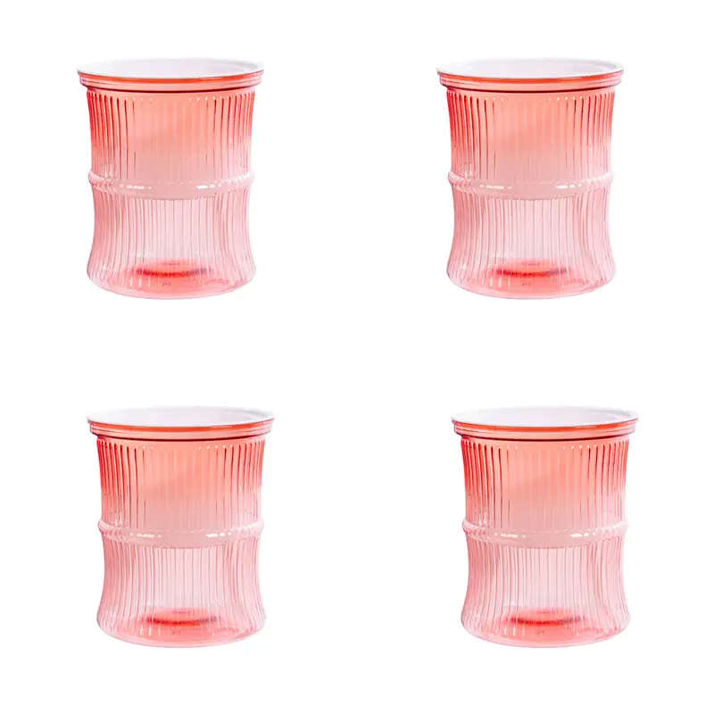 4-Pack Of Modern Self-Watering Plastic Bamboo Flower Pots Multicolour