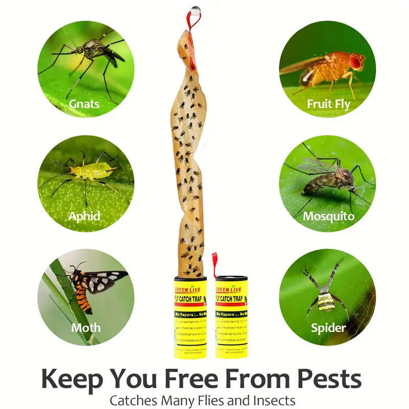 3-Piece Non-Toxic Sticky Fly Traps Heavy Duty Sticky Insect Catcher Reel With Hanging Loop