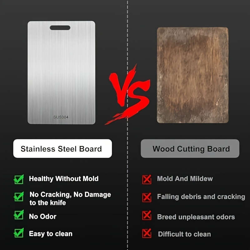 1pc 304 Stainless Steel Cutting Board Double-Sided Food Grade 23x34cm