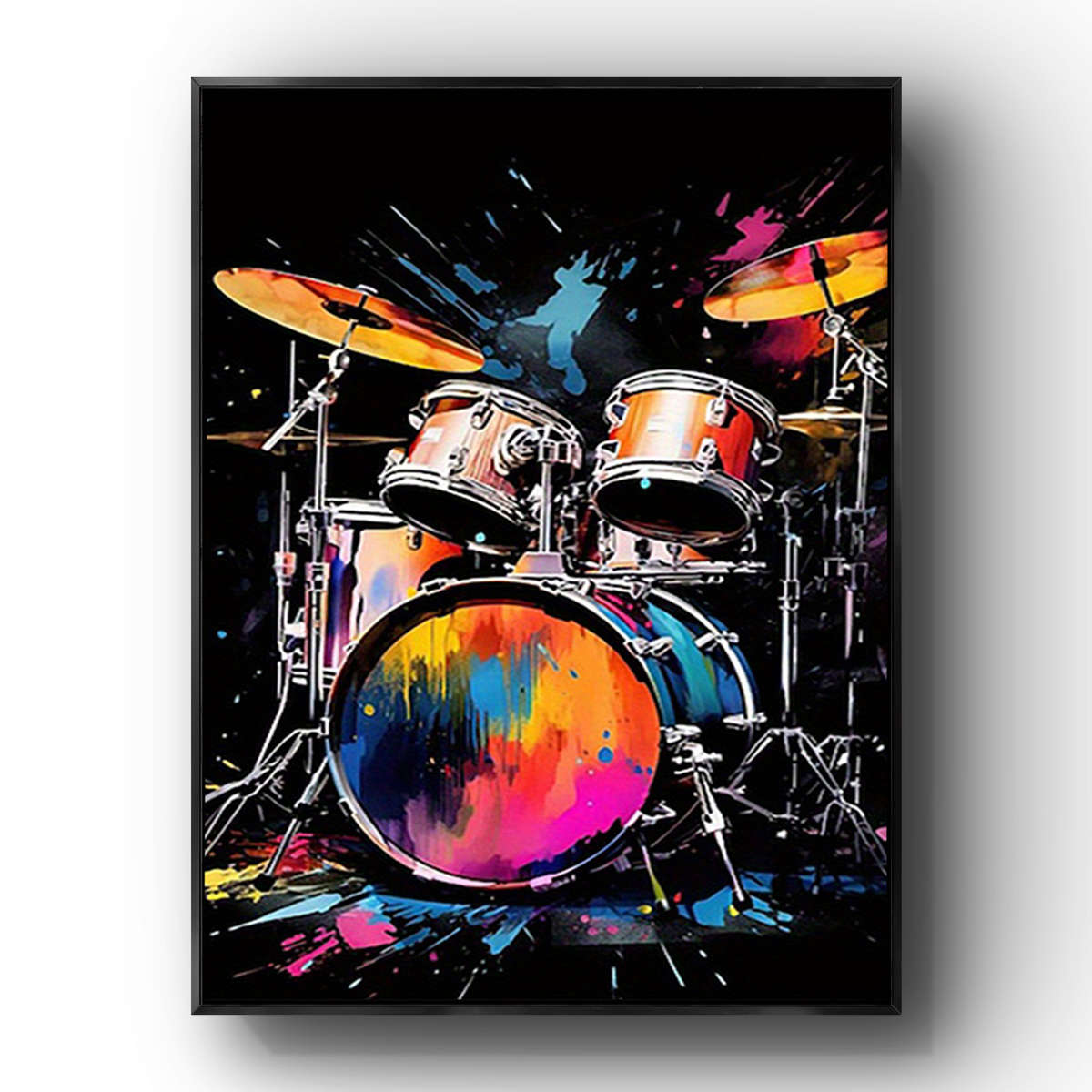 1pc Room Decor  Drum Canvas Art Print Vibrant Music Instrument Wall Decor for Studio Home O