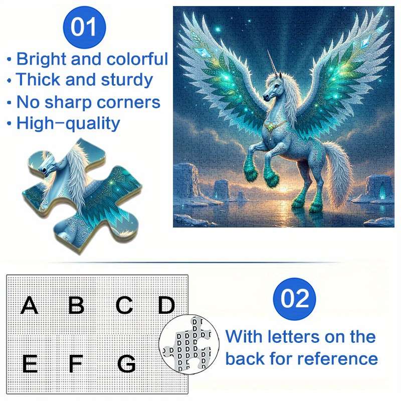 1000pcs Unicorn Glacier Jigsaw Puzzle Scratch Water Resistant Challenging DIY Br