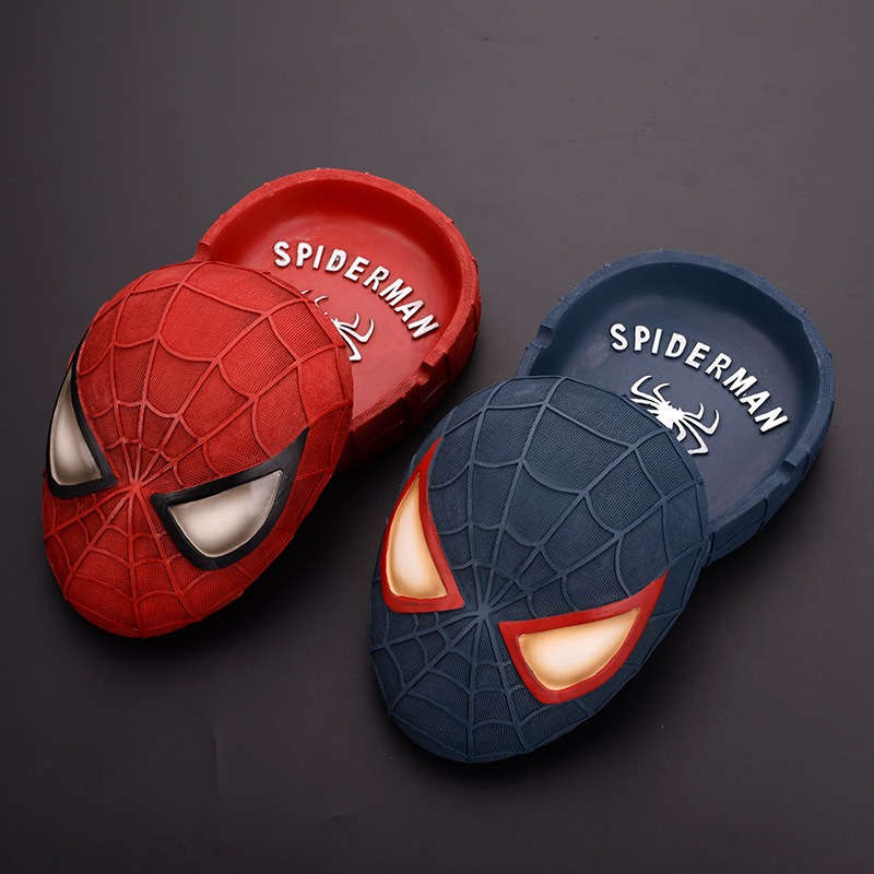 Marvel Spider-Man Face Ashtray Retro Superhero Home Decor Round Resin Ashtray With Iconic Ma