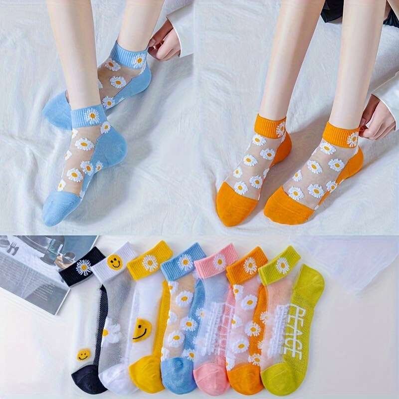 5 Pairs Of Random Colors One Size High Elastic Socks