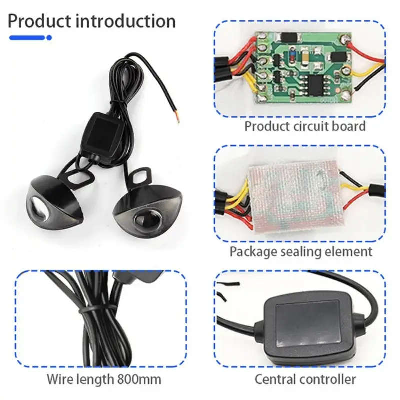2pcs 12V White Red Mini Driving Light LED Eagle Eye Lights with Controller Daytime Running Light