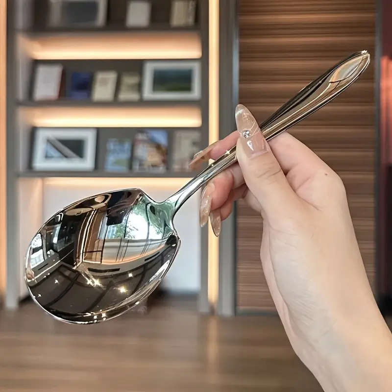 2 Piece Extra Large Stainless Steel Long Handle Serving Spoons - Durable and Thickened Design