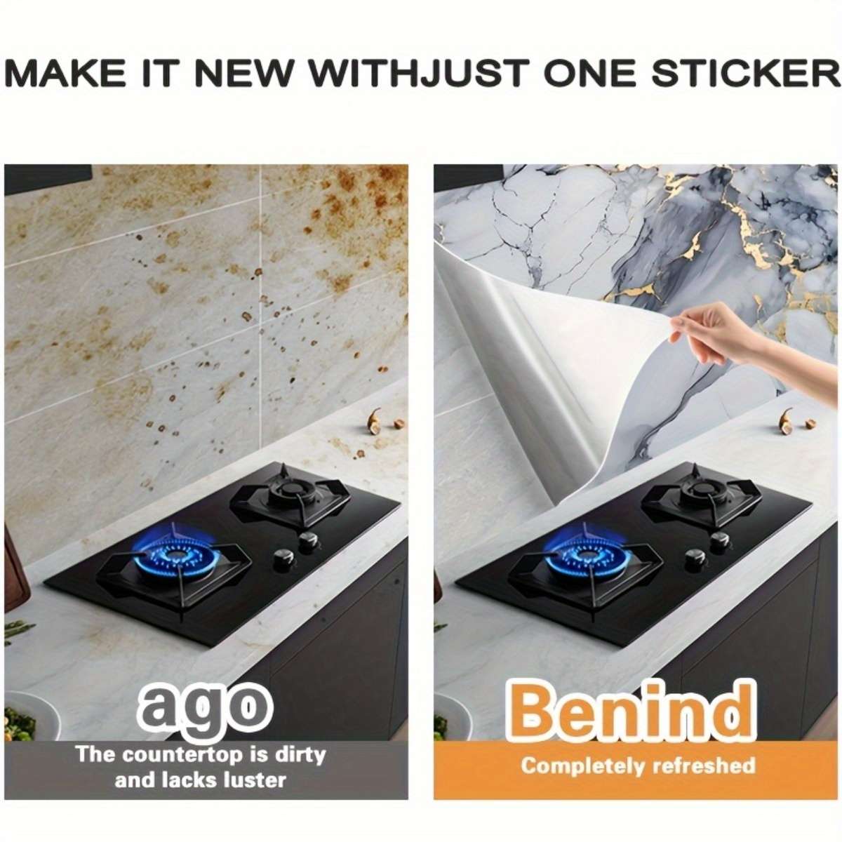 1PC Wall StickersGray Blue Golden60cmX300cm