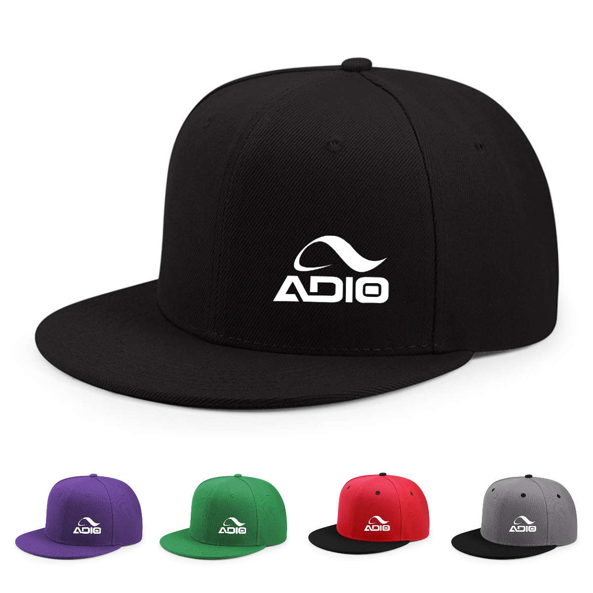 1pc Adjustable Snapback Baseball Cap ADIO1 Urban Chic Sun-Protective Polyester Hat in Black Pur