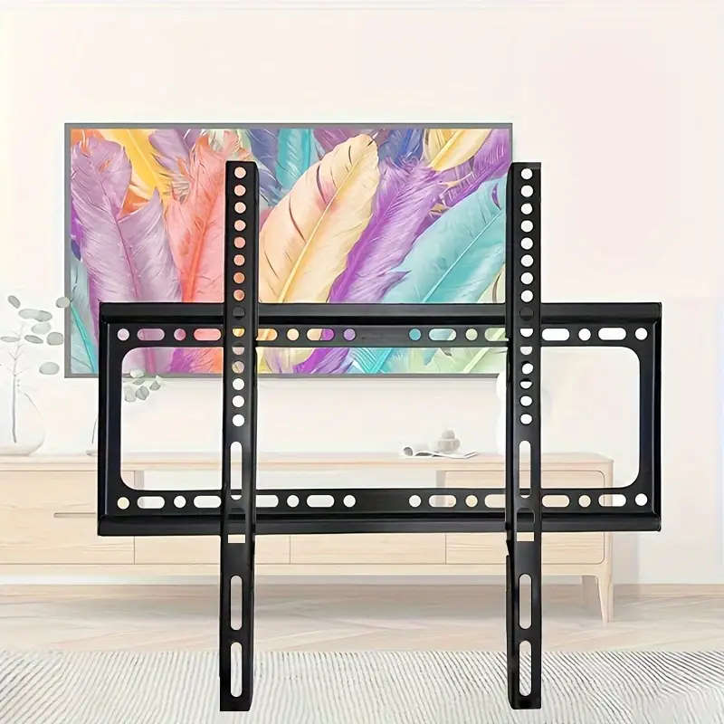 26-63-Inch Screen Iron Fixed TV Wall Bracket, Ultra-Thin Compatible, Strong 55-Pound Weight Capacit