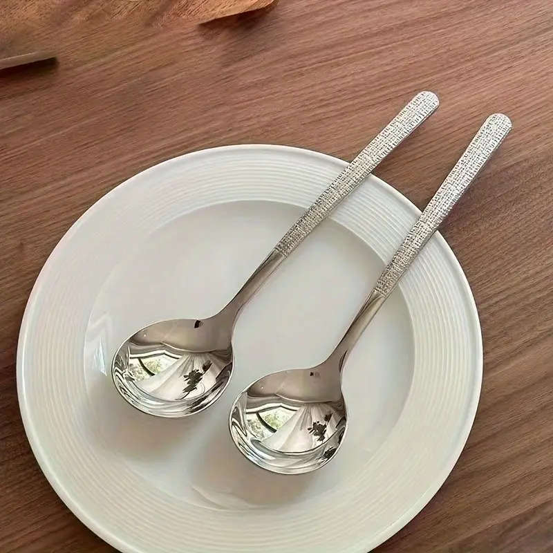 10 Piece Textured Stainless Steel Spoons, Durable Rust-Resistant