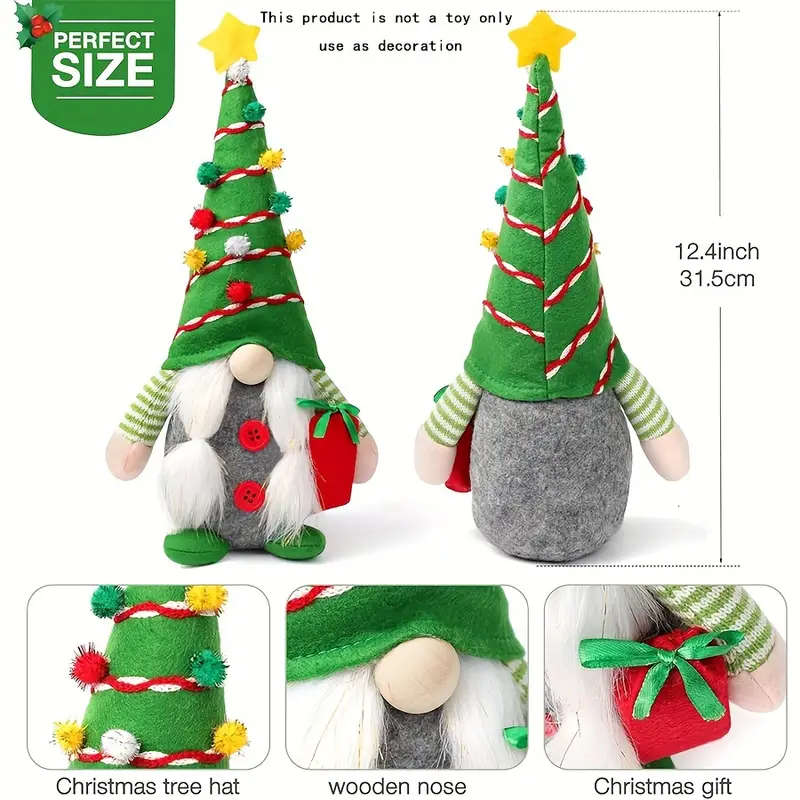 2 Festive Christmas Gnome Plush Decorations