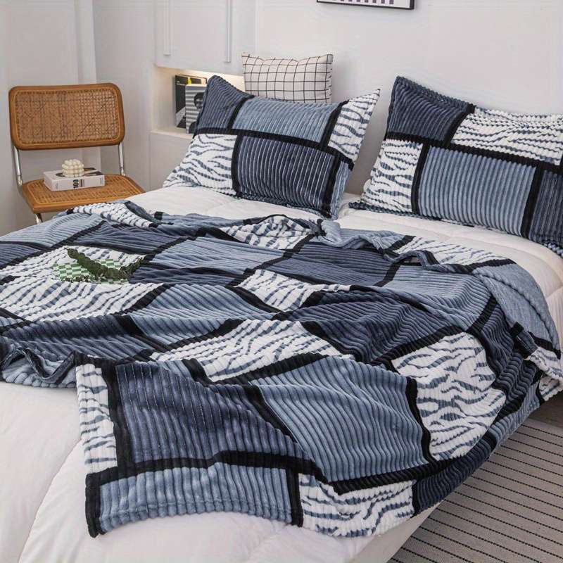 Blanket Color Gray Grid size 78.7INx59IN 200CMx150CM