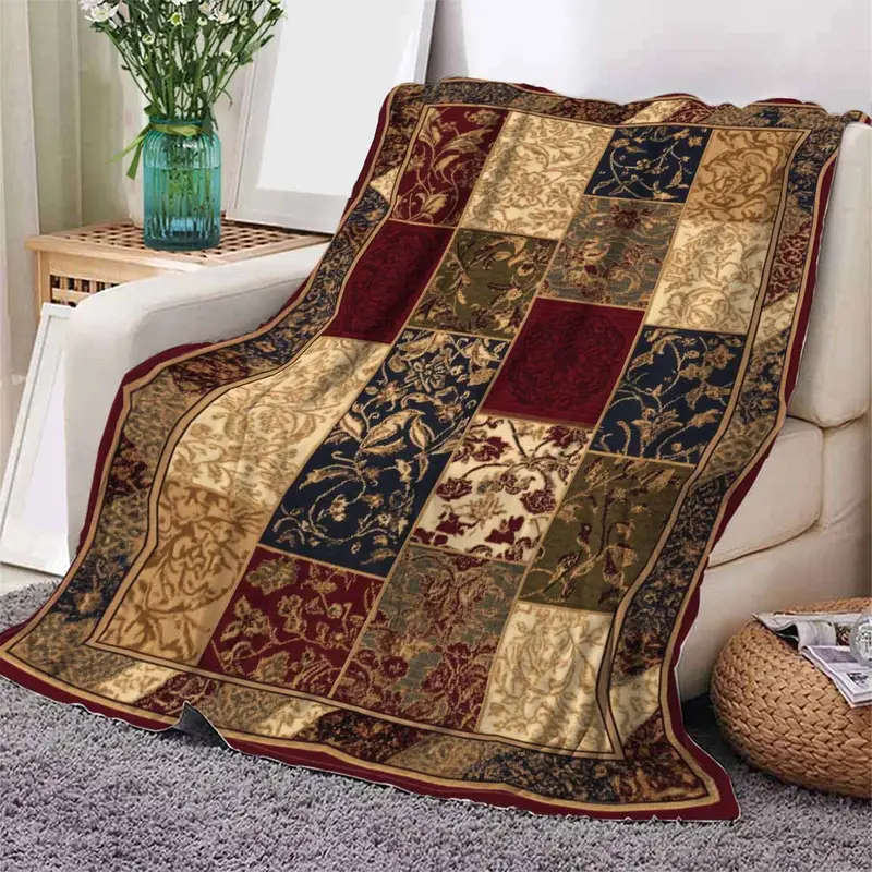Bohemian Patchwork Flannel Throw Blanket 150*200cm