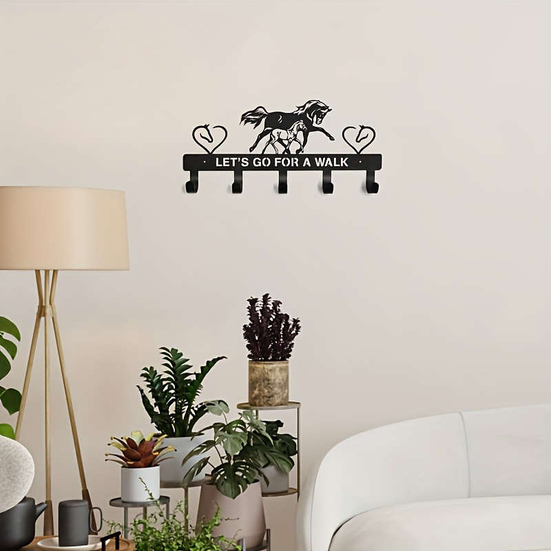 Rustic Metal Horse Key Holder with Wall Mount Rust Resistant Multi-Purpose Coat and Backpack Hange