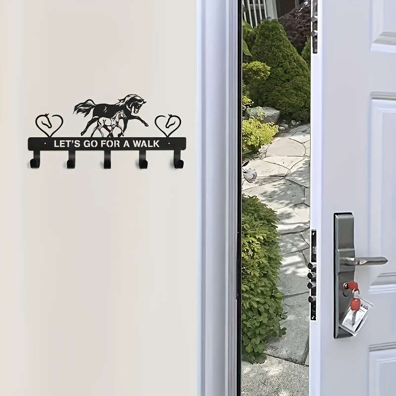 Rustic Metal Horse Key Holder with Wall Mount Rust Resistant Multi-Purpose Coat and Backpack Hange