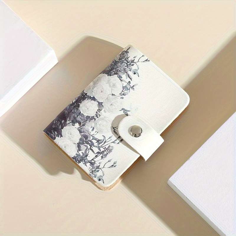 Elegant Floral Pattern Synthetic Faux Leather Card Holder