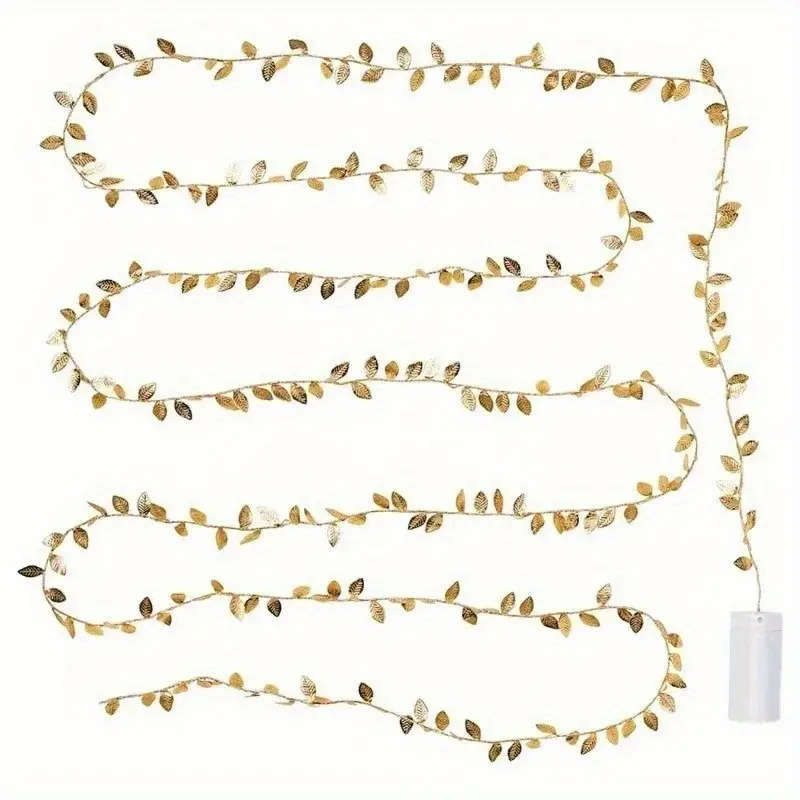 3-meter/30 LED Golden Leaf Floral Wreath String Lights