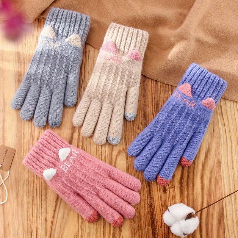 1 Pair Gray Warm Gloves
