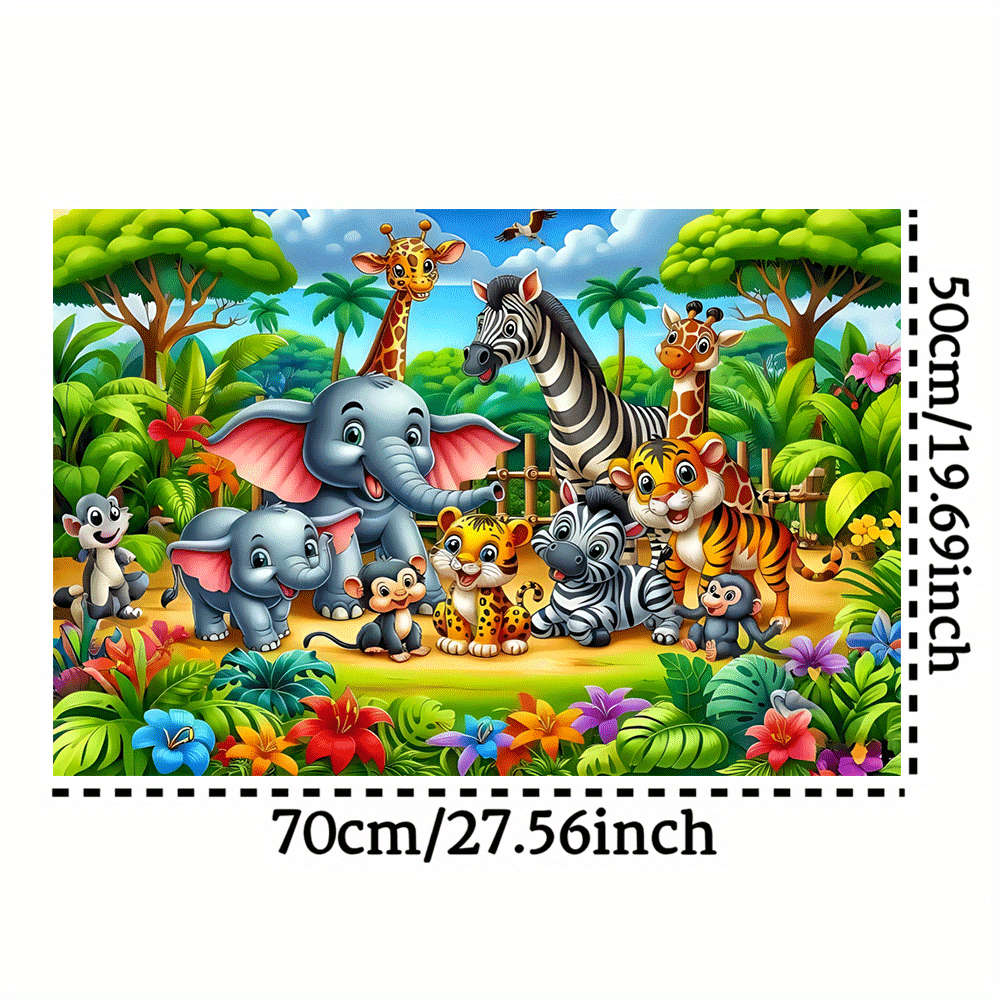 1000pcs Jigsaw Puzzle Jungle Scene with Giraffes Elephants Zebras Vibrant Mixe