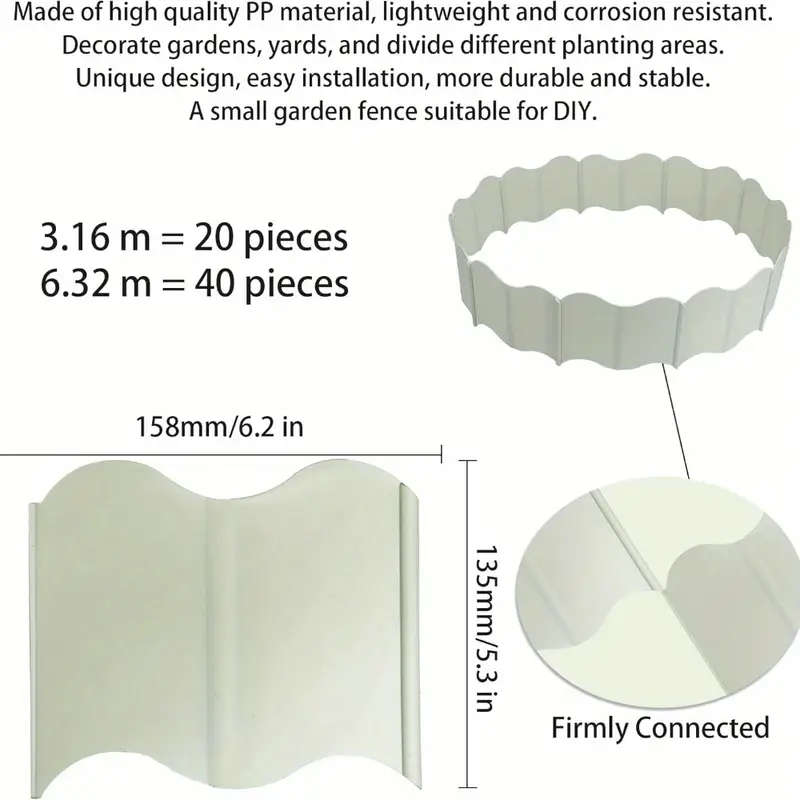21-Piece Interlocking Landscape Fence Edging White