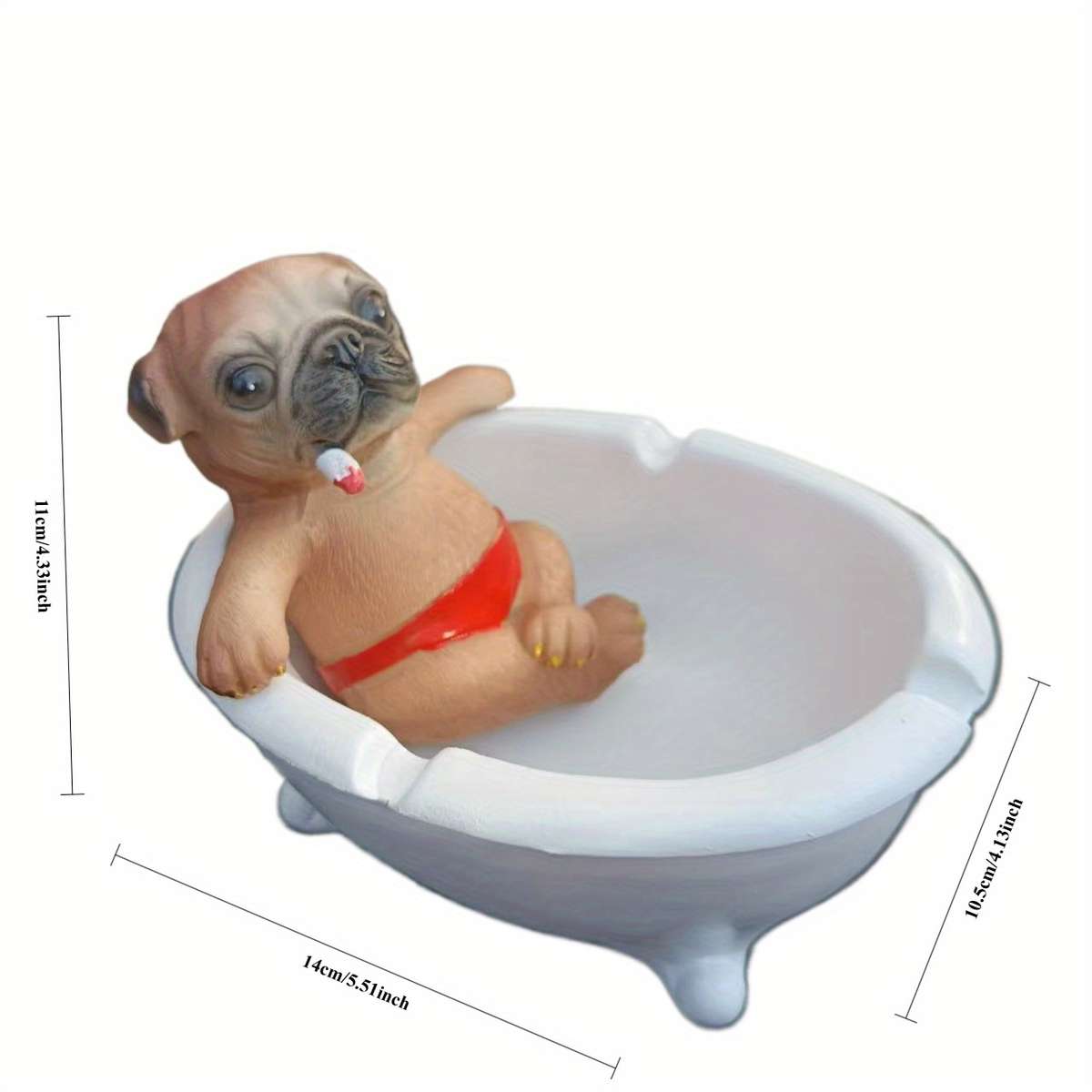 1pc Creative Rogue Puppy Bathing in a Large Ashtray Pool a Unique Ornament a Cute Birthday Gift