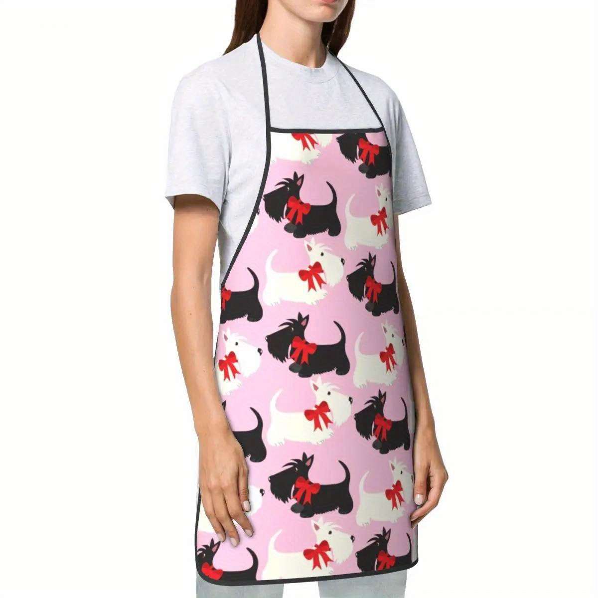 1pc Funny Cute Scotties Dog Bib Apron for Men Women Unisex Kitchen Chef Apron with Adorable