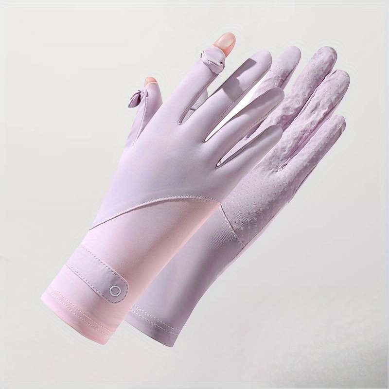 1 Pair Grey White Breathable Non Slip Gloves