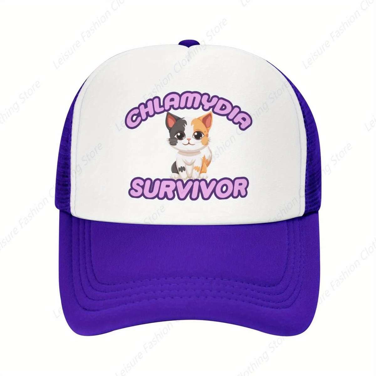 Chlamydia Survivor Cat Meme Funny Baseball Cap Adjustable Breathable Mesh Snapback Hat
