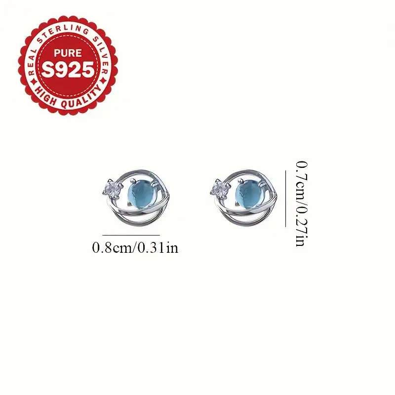 925 Silver Plated Inlaid Synthetic Zirconia Earrings