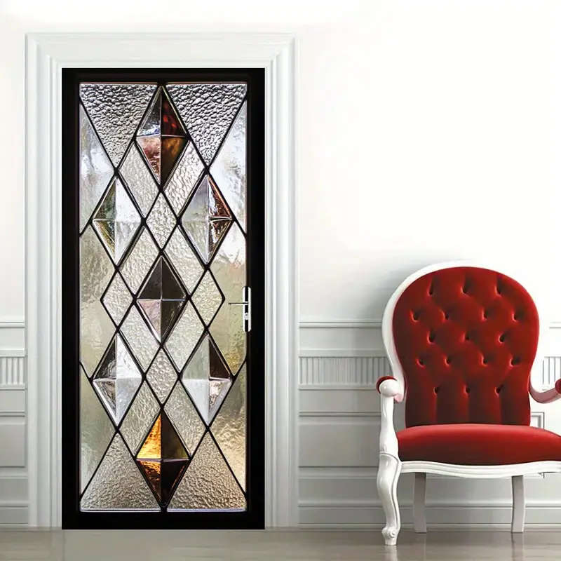 2D Flat 1 Pair Textured Art Door Stickers