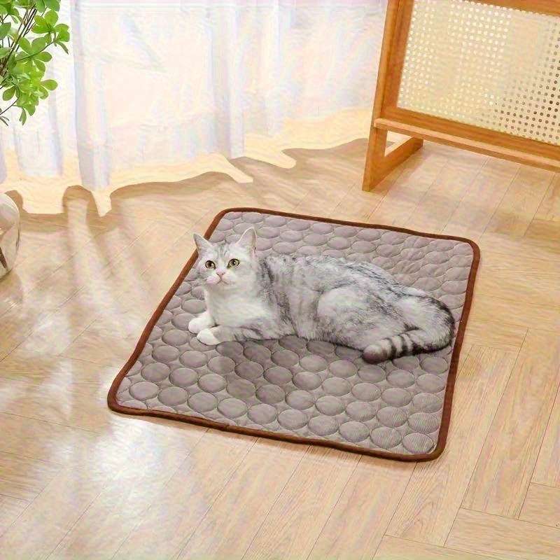 Ice Sliky Fiber Fabric Cooling Mat Coffee Color Cooling Pad