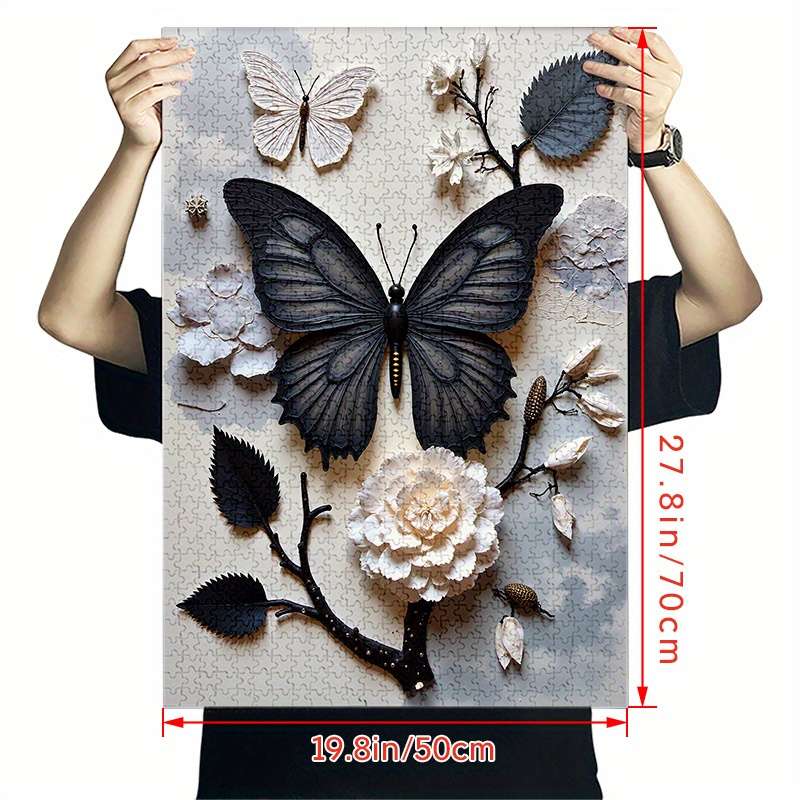 1000pcs Black Butterfly Jigsaw Puzzle Large Size Waterproof Scratch-Resistant Pa