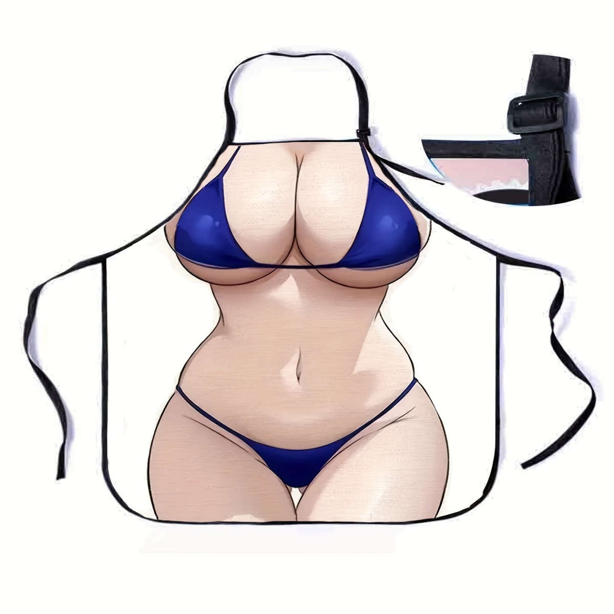 1pc Sleeveless Polyester Apron with Body Print for Home Kitchen Baking 100% Polyester Work Ap