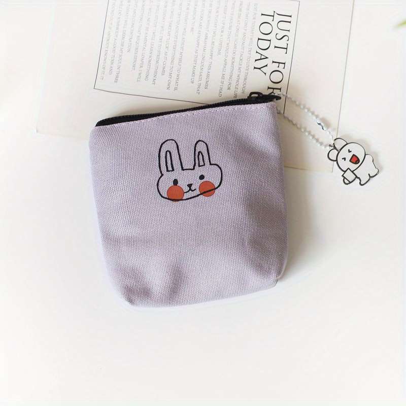 Small Canvas Cute Bunny Coin Purse Simple Fresh Hand Wash Or Professional Dry Clean