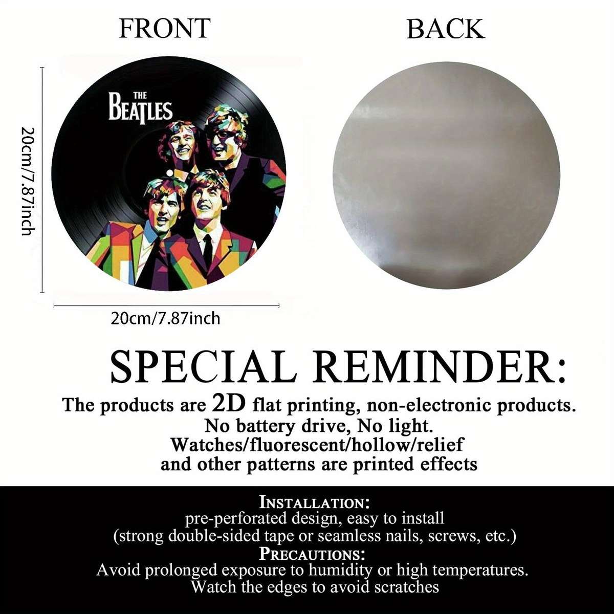 19.81X19.81Cm Round Aluminum Wall Art 2D Flat Print Durable Metal Signs Unique Design E