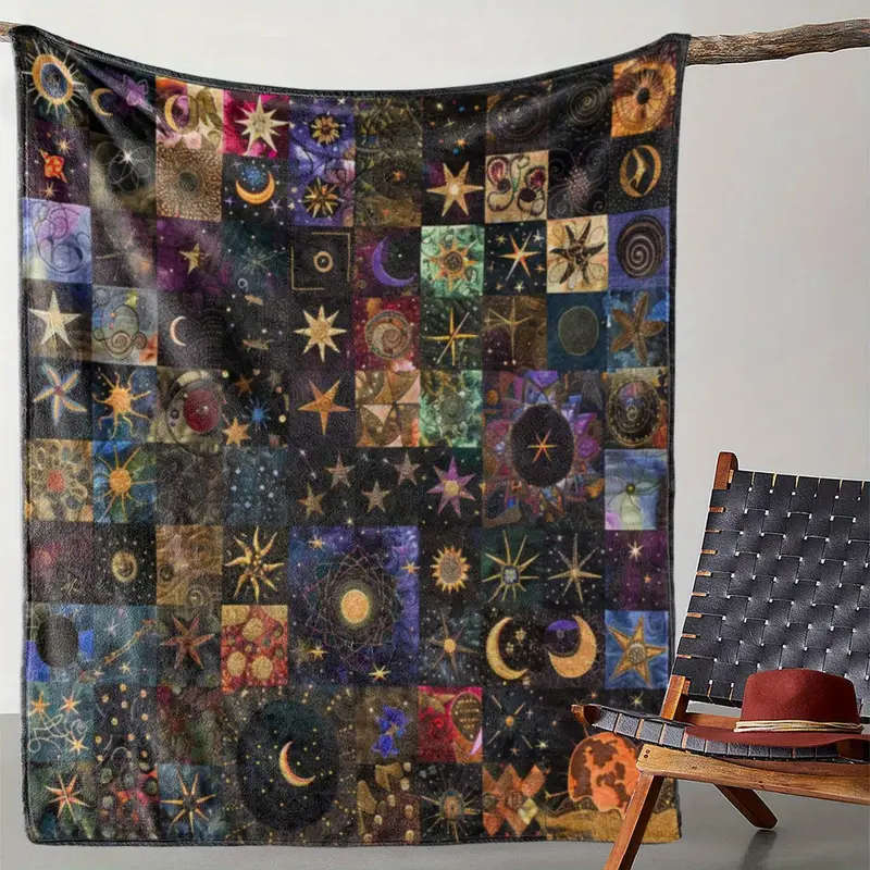 1 x Retro Star and Moon Print Throw Blanket 150*200CM