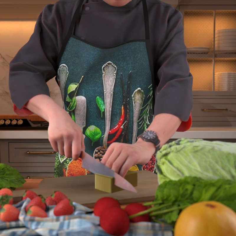 1pc Vibrant Spice Design Kitchen Apron Extra Large Sleeveless Durable Polyester Ideal for Cook