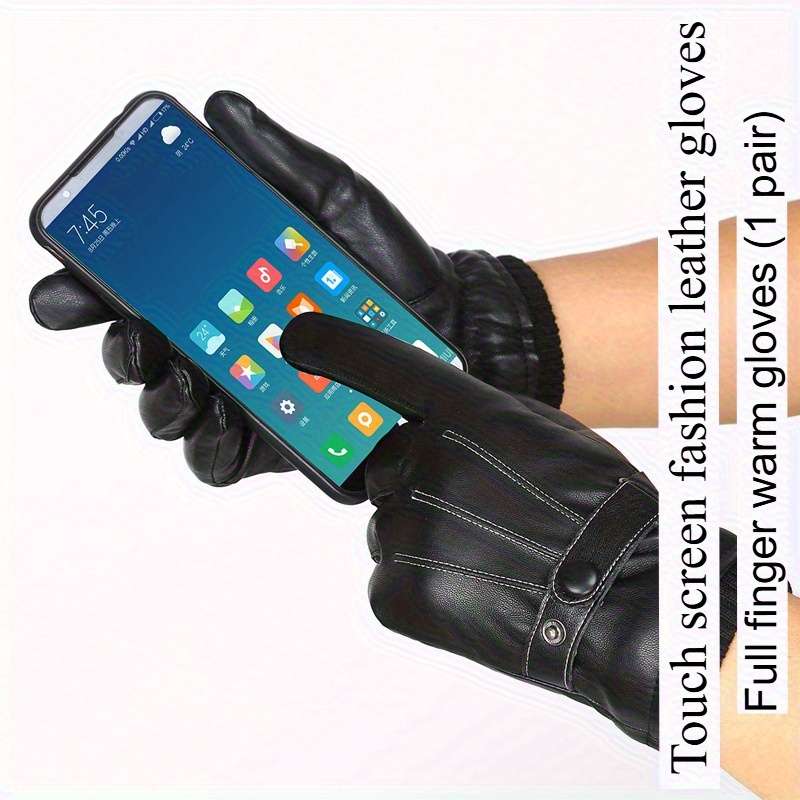 1 Pair Black Warm Gloves