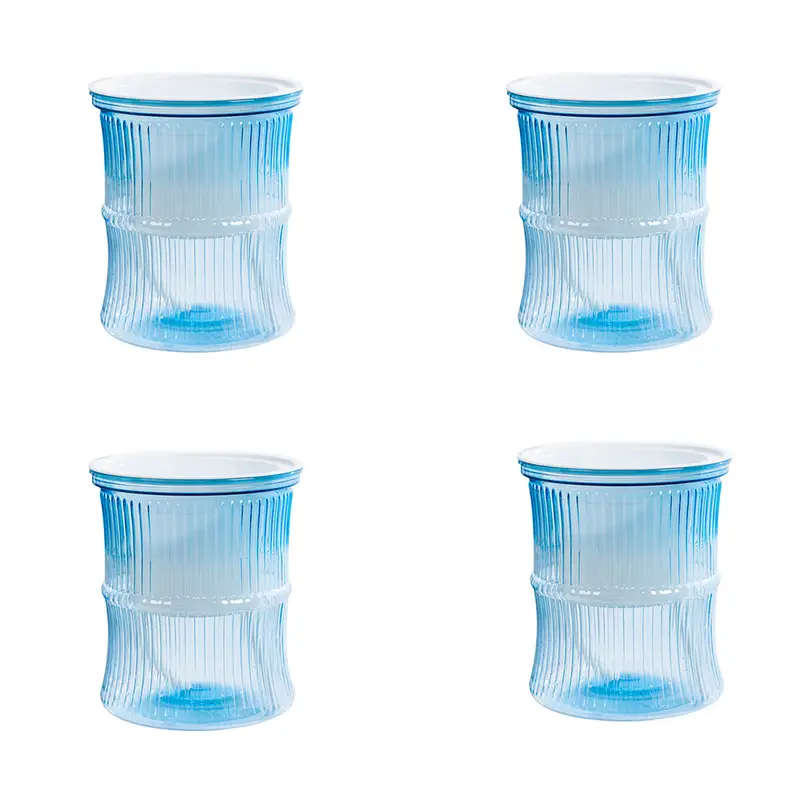 4-Pack Of Modern Self-Watering Plastic Bamboo Flower Pots Multicolour