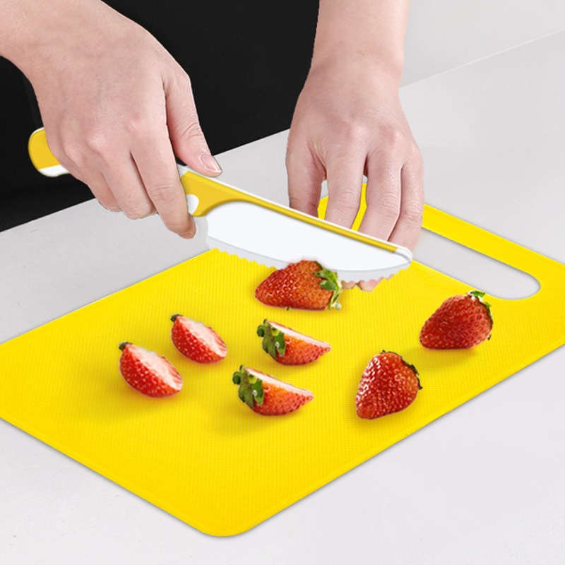 3pcs ABS Plastic Fruit Knife Set Serrated Bread Toast Knife Cake Cutting Knife Beginner Safe