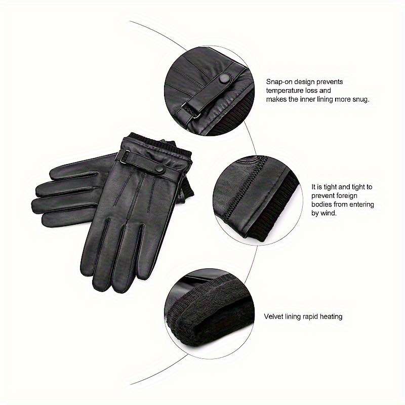 1 Pair Black Warm Gloves