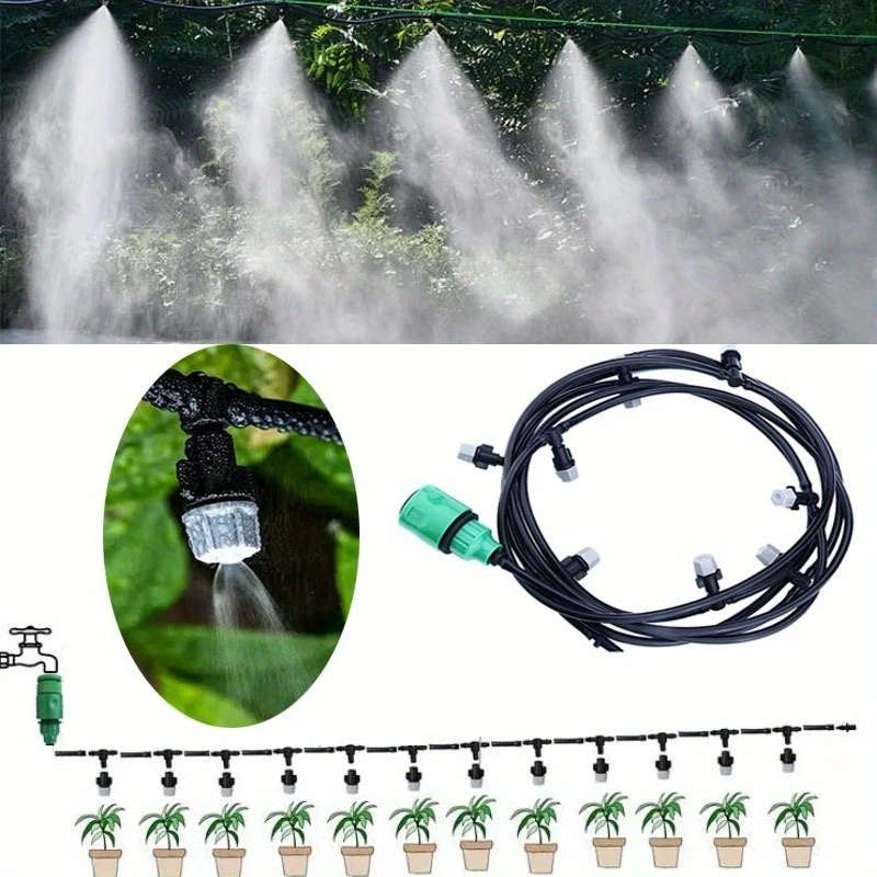 10-Meter Durable Plastic Garden Irrigation System with 10 Adjustable Sprinklers Perfect for Lawn